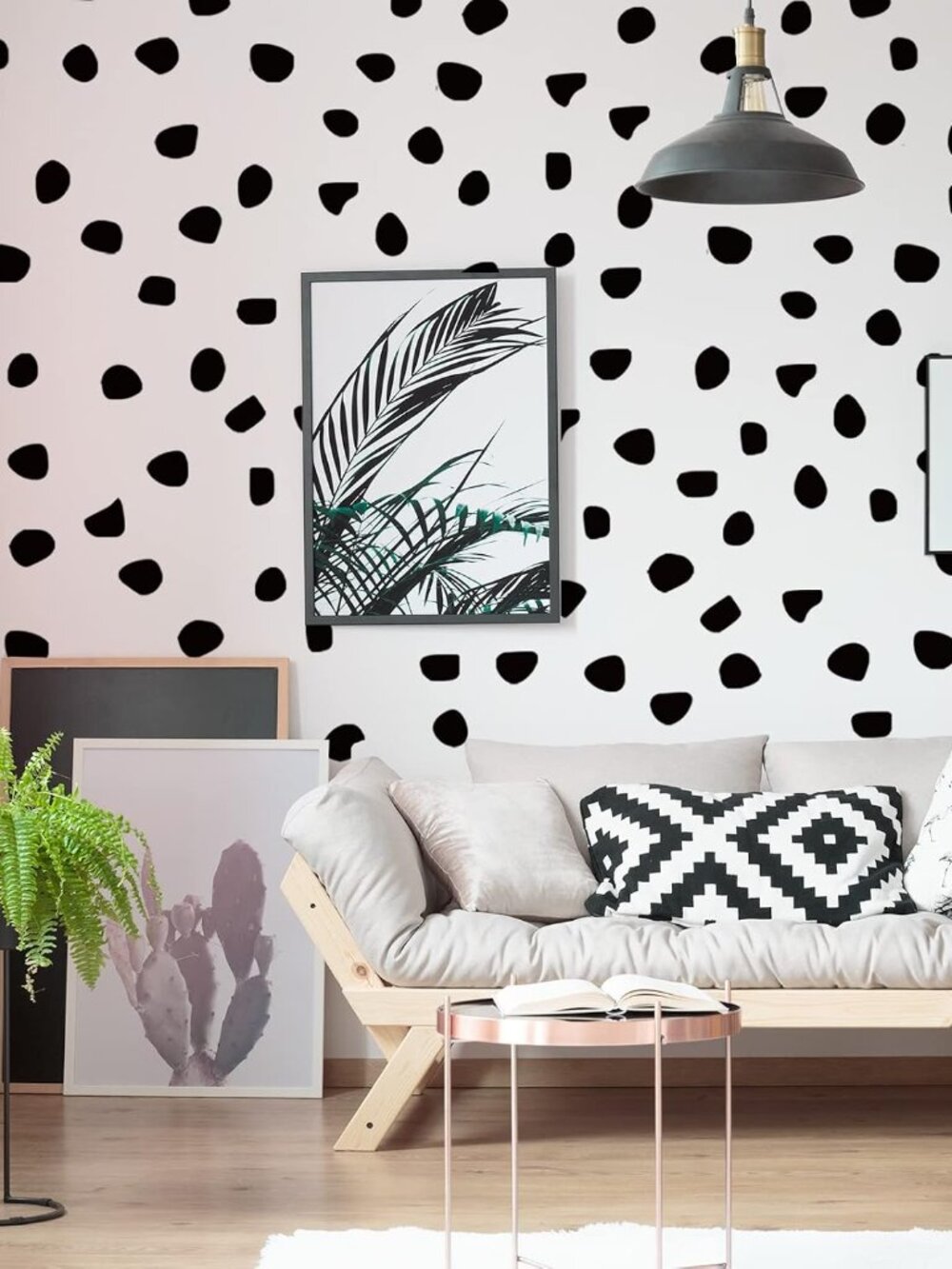 500 Pcs Polka Dot Wall Decals, Black Boho Dots Stickers